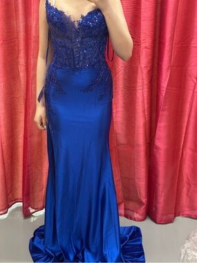Elegant Royal Blue Beaded prom dress